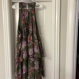 Olive green floral dress